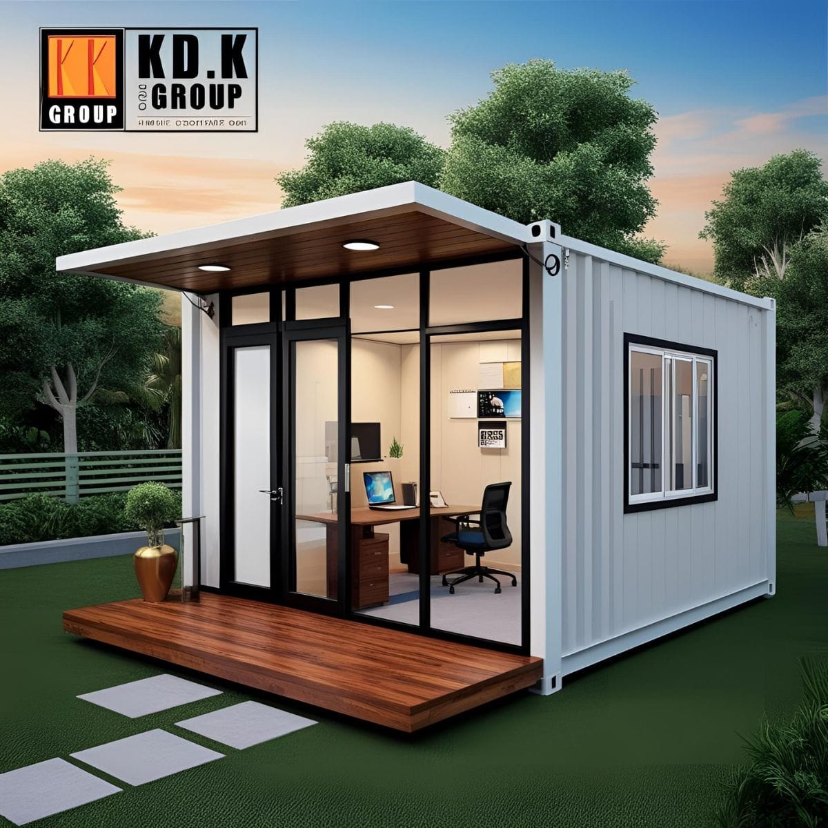 Nhà container văn phòng 10 feet | Giá Từ 35 Triệu mau nha container van phong 10 feet hinh1